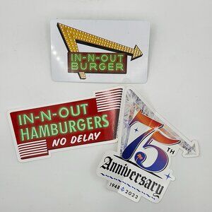 3 In-N-Out Burger Stickers 1 Arrow Sign White Background No Value Gift Card 2021